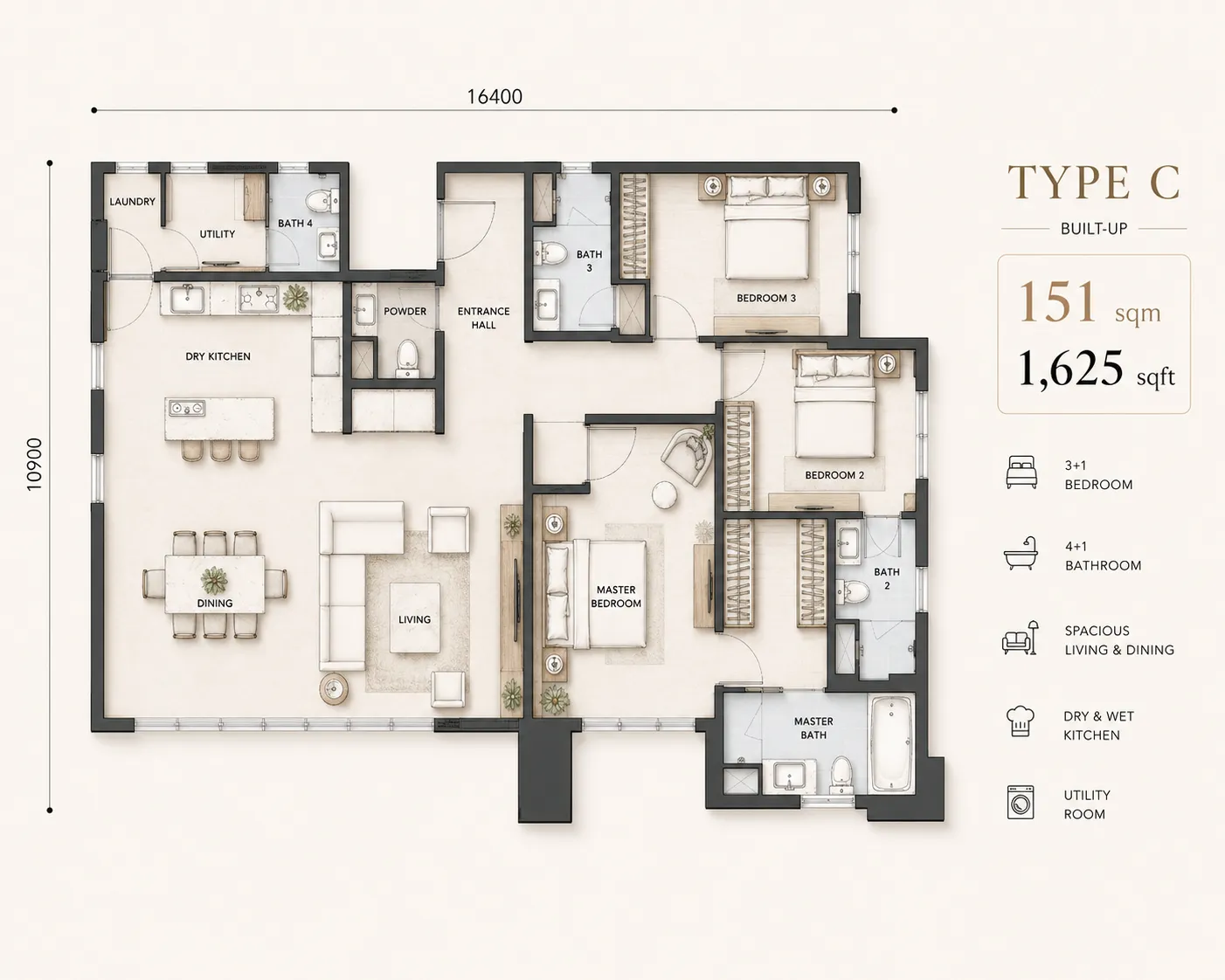Type C Floor Plan - Cappella Embassy