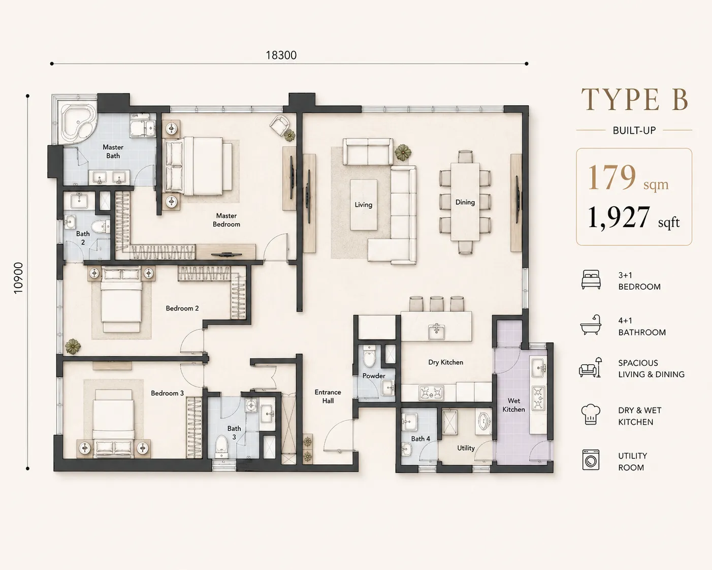 Type B Floor Plan - Cappella Embassy
