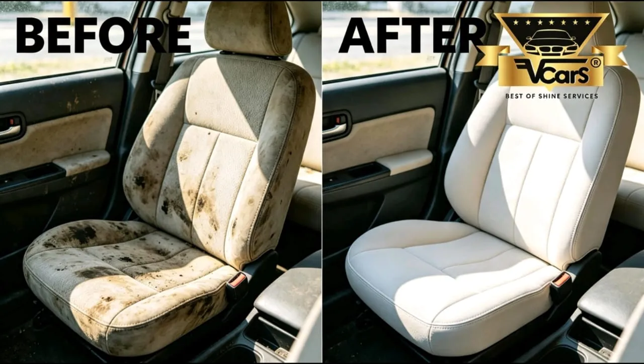 Seat cleaning before and after result